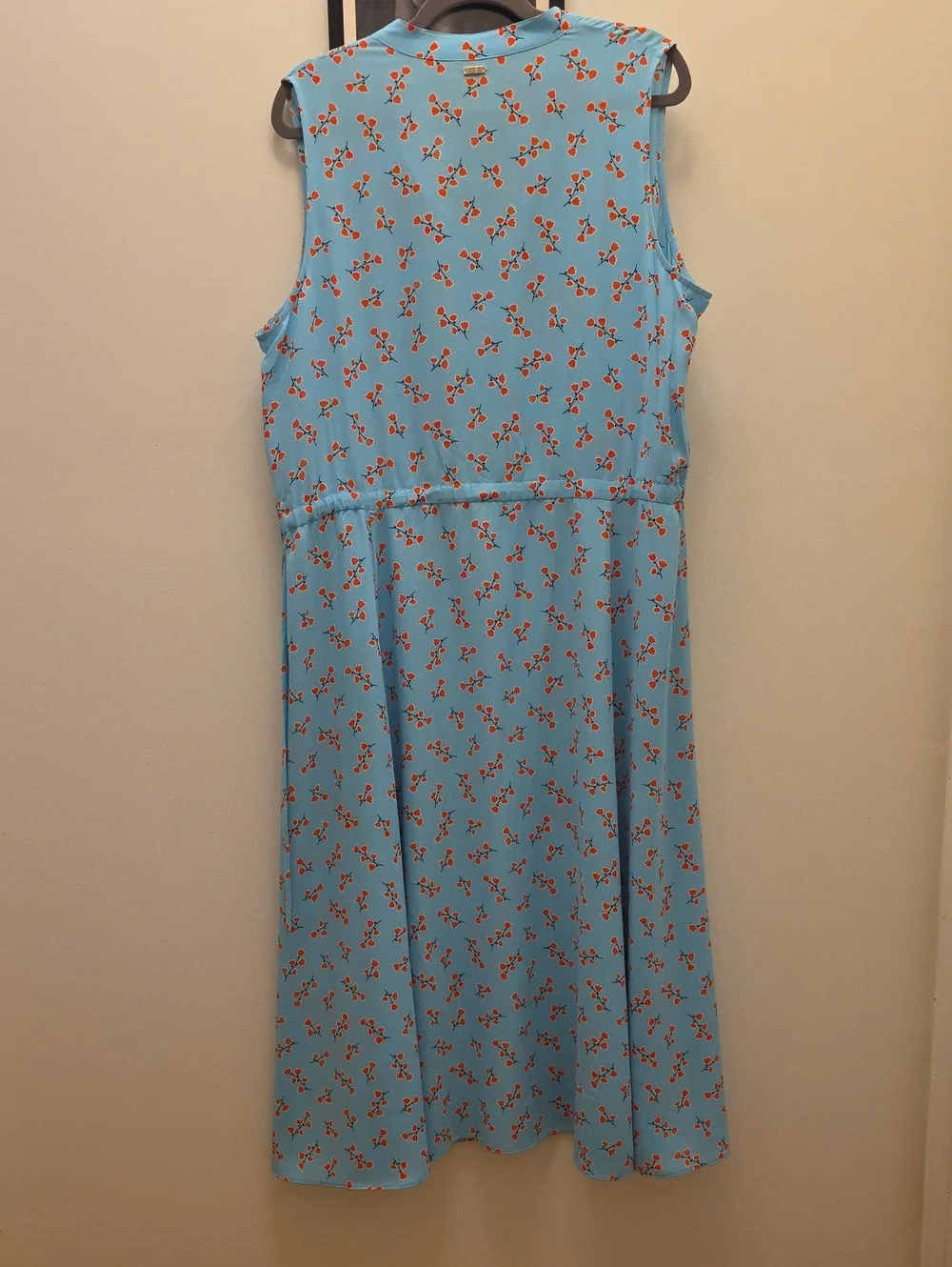Anne Klein Sky Blue Sleeveless Maxi Dress with Cherry Print